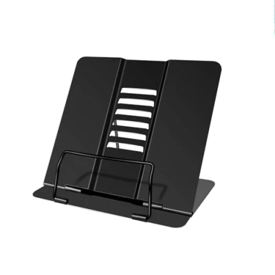 Image of Book Stand,Adjustable Metal Holders,Cookbook Reading Rest Holder with 6 Adjustable Angles and Paper Page Clip Portable for Cookbook Documents Textbook Sturdy Desk