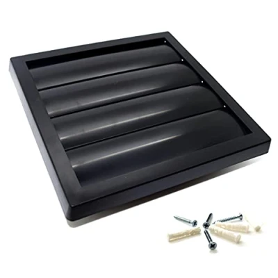 Image of Black Gravity Grille 150 mm / 6 inch External Ducting Air Vent with Round Spigot and Non Return Shutters for Kitchen Ceiling Extractor Fans Bathroom Ventilation Duct Fan Cover