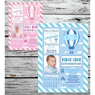 Image of 10 Personalised Christening Baptism Naming Day PHOTO Invites Invitations Boy Girl