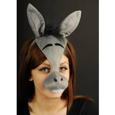 Image of Grey Donkey Mask On Headband with Ears