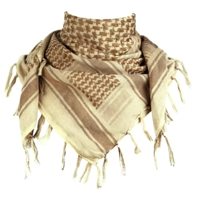 Image of FREE SOLDIER Scarf Military Shemagh Tactical Desert Keffiyeh Head Neck Arab Wrap with Tassel 43x43 inches(Khaki)