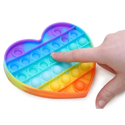 Image of Toyland® Push Bubble Pop &#039;Pop It&#039; Sensory Fidget Toy Many Choices (Rainbow Heart)