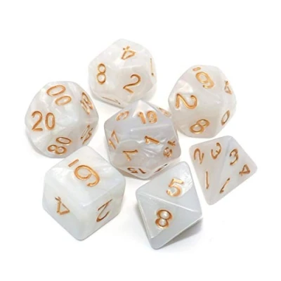 Image of CREEBUY Polyhedral DND Dice Set Pearl White for Dungeon and Dragons D&amp;D Pathfinder MTG 7 Die RPG
