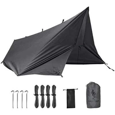 Image of FREE SOLDIER Camping Tarp Waterproof 3m x 3.2m Large Hammock Tent Portable Tarpaulin Anti UV Shelter Sun Block Sunshade Awning for Hiking Traveling Outdoor Sports (Grey with Nails)