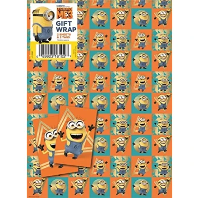 Image of Minions Wrapping Paper 10 Sheets Tags Despicable Me Sheet Size 70cmx50cm Official Product Responsibly Resourced