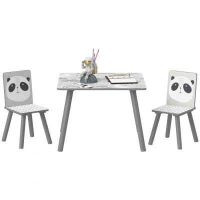 Image of ZONEKIZ Kids Table and Chair Set, Toddler with 2 Chairs, Three Piece Activity Furniture Set for Bedroom, Nursery, Playroom, Grey