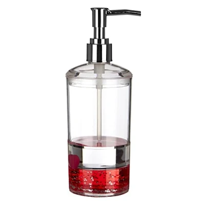 Image of Premier Housewares 1601655 Acrylic Lotion/Soap Dispenser, Clear/Red, 7 x 19 cm