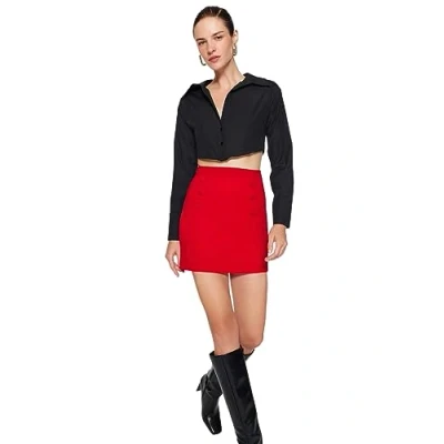 Image of Trendyol FeMan Pencil Skirt Slim fit Knit Skirt,Red,L