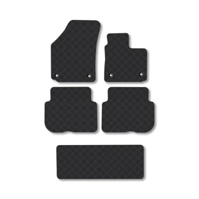 Image of Rubber Car Mats Compatible with VW Touran (2003 2007) Tailored Fit Floor Set Accessory Black Custom 4 Pieces Clips Anti Slip Backing, Heavy Duty &amp; Waterproof
