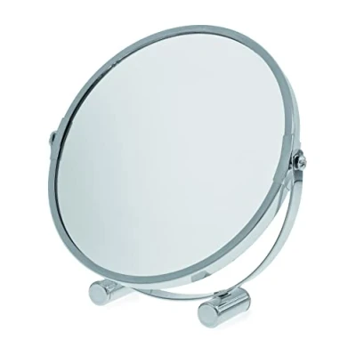 Image of Blue Canyon 17cm Free Standing Round Swivel Mirror Chrome Finish Perfect for Shaving and Applying Makeup One Side with 3x Magnification Double Sided Multipurpose BA121