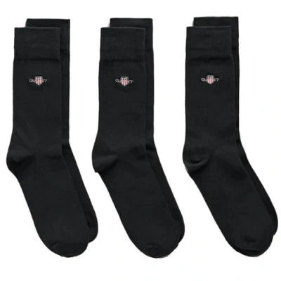 Image of GANT Men&#039;s Shield Socks 3 Pack, Ebony Black, 43 45