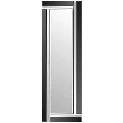 Image of Barcelona Trading Alison Black Glass Framed Full Length Bevelled Wall Mirror 48&quot; x 16&quot; Large