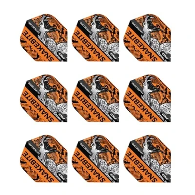 Image of RED DRAGON Snakebite Hardcore Coiled Snakeskin Orange Dart Flights 3 sets Per Pack (9 in total)