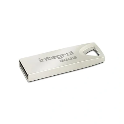 Image of Integral 32GB USB Memory 2.0 Flash Drive Arc with metal casing for keyring, a stylish and elegant solution to transfer back up your files