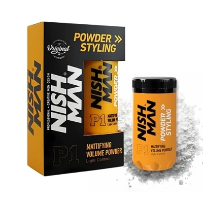 Image of NISHMAN Hair Volume Powder, 20 gr Light Control Natural Matte Look Styling Powder Men Texture Wax Texturising, Volumising (P1 Powder)