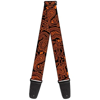 Image of Buckle Down Guitar Strap Bandana Skulls Black Orange 2 Inches Wide (GS W32816)