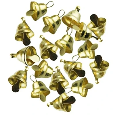 Image of 20pcs Xmas Mini Gold Jingle Bells Metal Craft Beads for Chrismas Tree Window Decorations Ornaments