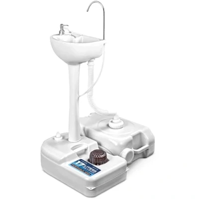 Image of SereneLife Portable Sink, Camping Outdoor Sink Unit Garden, Hand Wash Station, Basin w/Wheels, Garden w/Waste Tank, Foot Pump, Soap Dispenser for Events, Worksites