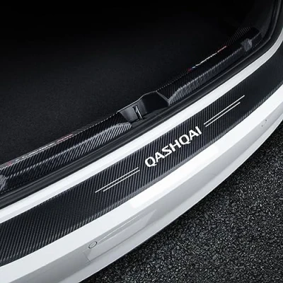 Image of Car Carbon Fiber Rear Bumper Protector for Nis san Qashqai J10 J11, Bumpers Guard Strips Anti Scratch Boot Sticker Styling Accessories,Black