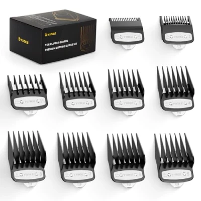 Image of Yinke Clipper Guards Premium Cutting Guides for Wahl with Metal Clip from 1/16 to 1/ 1.5mm 25mm, Fits Most Full Size Clippers Trimmer (10PCS, Black)