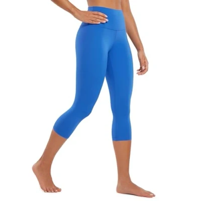 Image of CRZ Yoga Butterluxe 19&#039;&#039; High Waisted Capri Workout Leggings for Women Lounge Buttery Soft Pants Sparkle Blue 14
