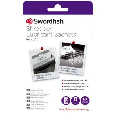Image of Swordfish Shredder Oil Lubrication Sachets Suitable for all Paper Shredders (Pack of 12) ref 40015