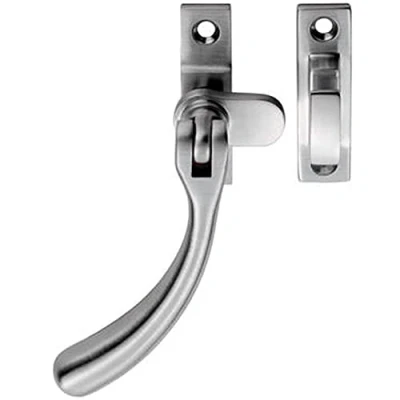 Image of Loops Bulb Ended Casement Window Fastener 98mm Handle 45mm Centres Satin Chrome Victorian Design Fitting Stay Arm Fixture