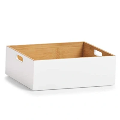 Image of Zeller White Bamboo Storage Box, ca. 30 x 27 10,5 cm