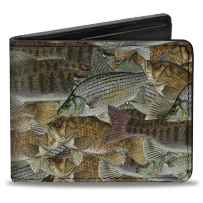 Image of Buckle down Men&#039;s Bifold Wallet Fish, 4.0&quot; x 3.5&quot;, Fish