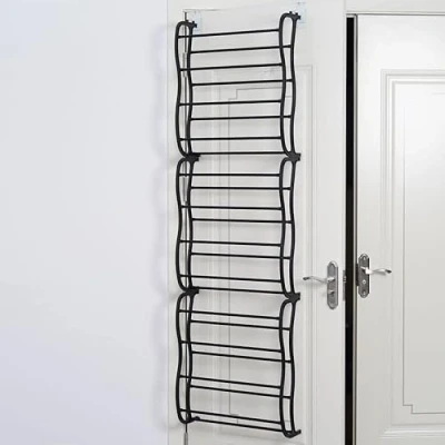 Image of STOREX 12 Tier Over The Door Hanging Shoe Rack Organizer Stand Shelf Holder Storage Space Saving (Grey)
