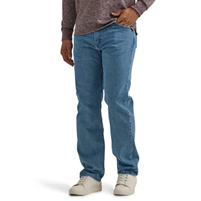 Image of Wrangler Authentics Men&#039;s Classic 5 Pocket Regular Fit Jean, Light Stonewash Flex, 40W x 36L