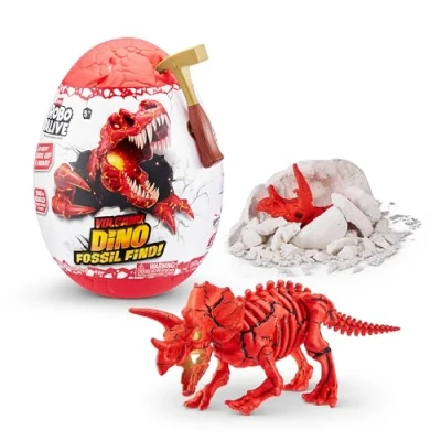 Image of Robo Alive Volcano Dino Fossil Find Triceratops by ZURU Boys 4 8 Dig and Discover, STEM Excavate Prehistoric Fossils, Educational Toys, Great Science Kit Gift (Triceratops)