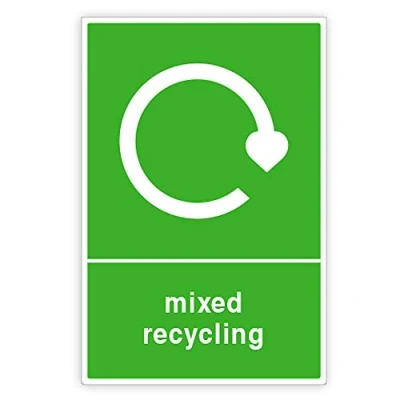 Image of Pack of 2 Mixed Recycling Stickers for Bins Self Adhesive (A6 150 x 100 mm) Waterproof Sara Prints®