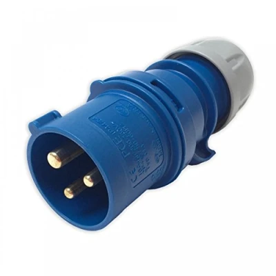 Image of PCE 16 AMP Shark Series 240V Ceeform CEE Male Trailing Plug Cable Mount 2P+E for Electrical Hookup Cables Leads
