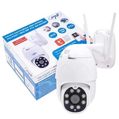 Image of PNI IP230T 1080P wireless video surveillance camera with PTZ, stand alone, H264 + supports 128GB microSD, Night Vision, Tuya application, P2P, Android, iOS, for indoor and outdoor, rotation after move