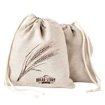 Image of Linen Bread Bags 2 Pack 30x40 cm Ideal for Homemade Bread, Unbleached, Reusable Food Storage, Housewarming, Wedding Gift, Storage Artisan Bakery &amp; Baguette