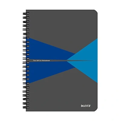 Image of Leitz A5 Stiff Cover Notebook, Blue (Wire Bound, 90 Sheets, Ruled, gsm Ivory Paper, Office Range)