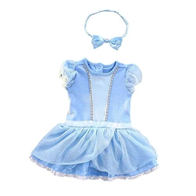 Image of Lito Angels Baby Infant Girls Princess Cinderella Costume Bodysuit Romper Onesie Fancy Dress Up with Headband Age 3 6 Months
