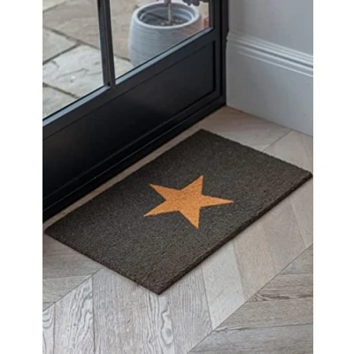 Image of Garden Trading Charcoal Star Doormat Crafted in Coir Indoor Use Only H2 X W65 D40cm