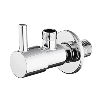 Image of Ibergrif 1/2&quot; x 3/8&quot; BSP Angled Water Isolating Valves Diverter for Wall Mounted Basin Sink, Warmer System, Chrome Brass M22025 3/8