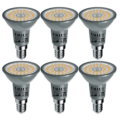 Image of EACLL E14 LED 2700K Warm White 6W Light Bulb 705 Lumen Bulbs Can Replace 60W Halogen AC 230V No Strobe Energy Saving Beam Angle 120 Spotlight R50 Reflector Lamps Pack of 6