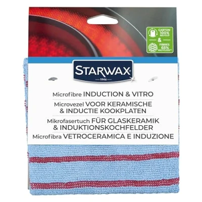 Image of STARWAX Special ceramic and induction microfibre Cleans dirt grease splashes Does not scratch Washable at 60 65% recycled fibres Made in France