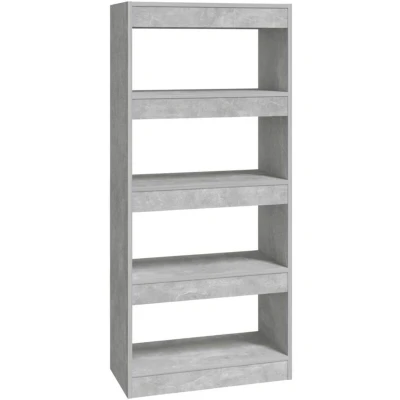 Image of vidaXL Book Cabinet/Room Divider Concrete Grey 60x30x135 cm Engineered Wood