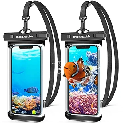 Image of UNBREAKcable Waterproof Phone Case, 2 Pack IPX8 Universal Pouch Dry Bag for iPhone 15 14 13 12 11 Pro Max XR X XS SE 2022 8 Samsung S24 S23 S22 Ultra S21 Huawei P60 Mate 60 up to 7&quot;