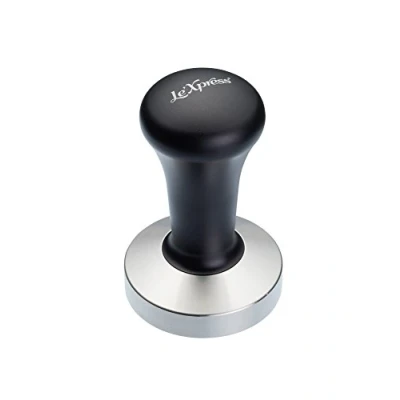 Image of KitchenCraft Le’Xpress Stainless Steel Espresso Coffee Tamper, 58 mm, Black/Silver