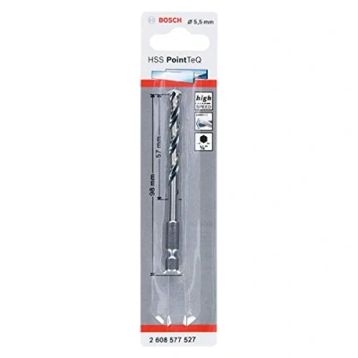Image of Bosch Professional PointTeQ Hex Drill Bit (for Metal, Ø: 5.5 mm, Total Length: 98 ¼’’ Shank, Accessory for Impact Drivers and Drivers)