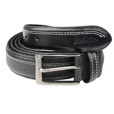Image of Kam Men&#039;s Leather Trousers Belt (916) inBlack in To Fit Size 60 62 Inches