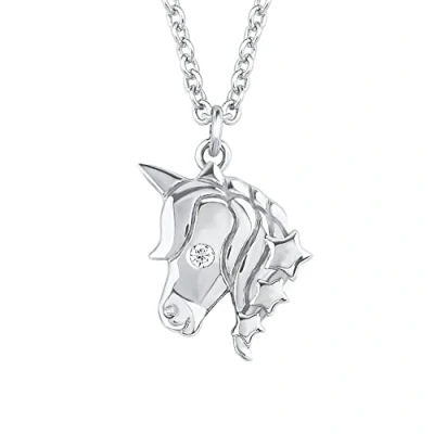 Image of s.Oliver necklace with pendant 925 Sterling silver girls&#039; children&#039;s necklace, zirconia synth., 37+3 cm, silver, unicorn, comes in jewelry gift box