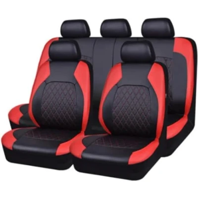 Image of MCDA 9pcs Set Car Seat Protector for SsangYong Tivoli/Tivoli XLV/Tivoli Ultimate/Tivoli LE/Tivoli Grand, Full Covers Cushion Compatible Accessories Breathable Automotive Seat,D Red