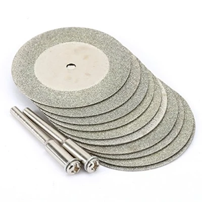 Image of Dophee 10PCS 40mm Diamond Cutting Off Discs Wheel Rotary Tool with 2 Mandrel Arbor Set for Metal Glass Ceramics Porcelain Gem Stones
